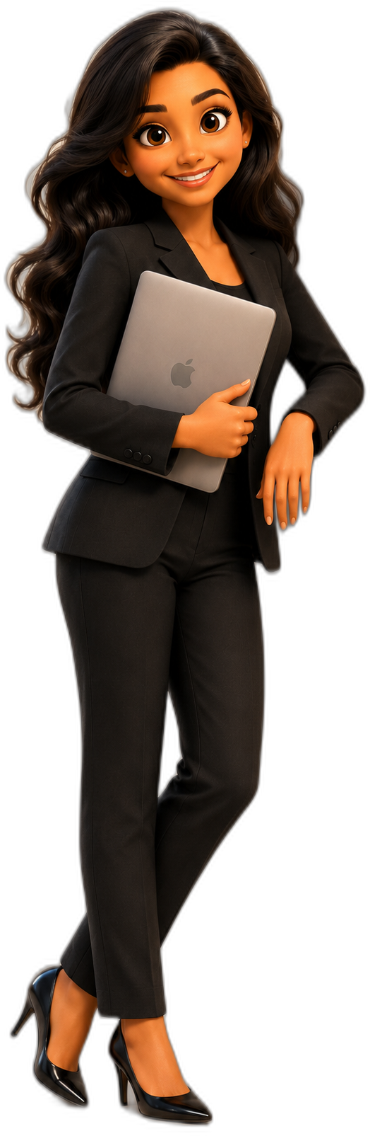 Bride character holding a laptop
